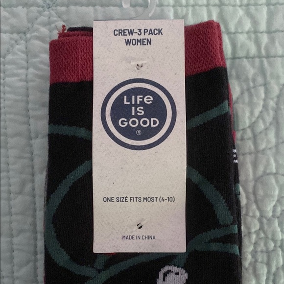 Life Is Good Black and Red Crew Socks with Holiday Designs - Picture 2 of 5